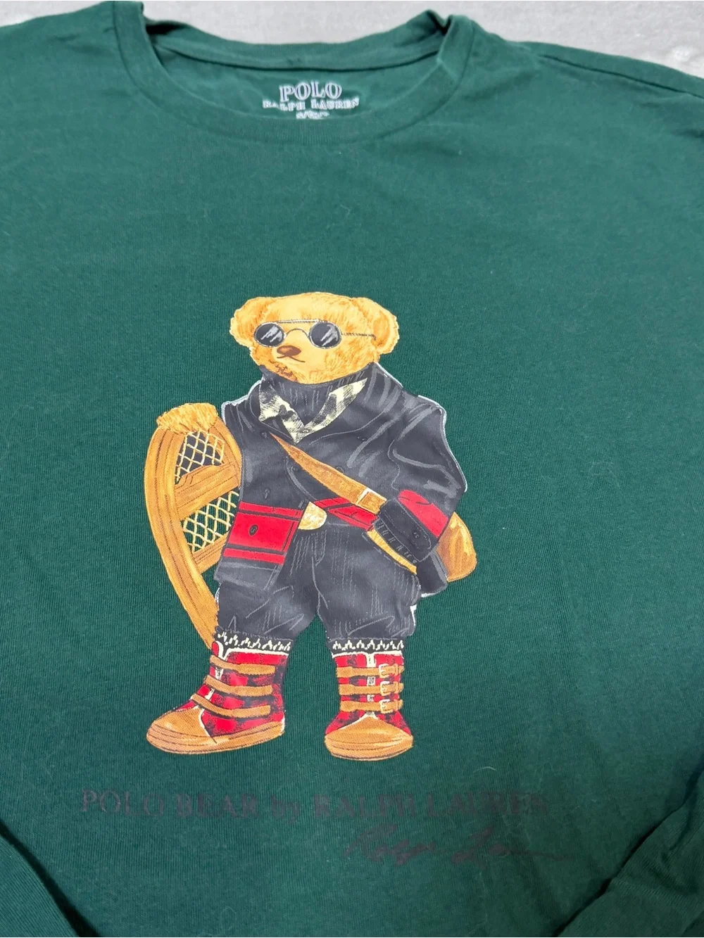 Polo Ralph Lauren Polo Bear Hunt Club Green Shirt Men's Small Long Sleeve